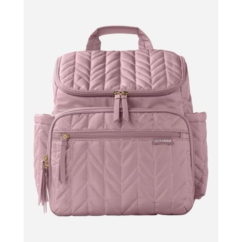 Skip Hop Diaper Bag Backpack: Forma, Multi-Function Baby Travel Bag with Changing Pad & Stroller Attachment, Mauve Mist