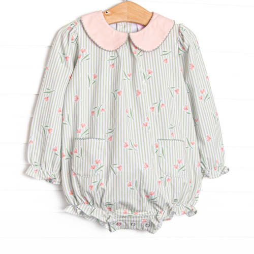 Pinstripe Picks Collared Pocket Bubble, Green – Stitchy Fish