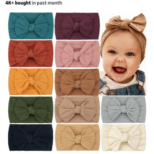 Amazon.com: CÉLLOT Super Stretchy Soft Knot Headbands with Hair Bows Head Wrap Hair Accessories For Newborn Baby Girls Infant Toddlers Kids : Baby