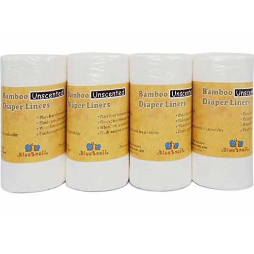 Rayon Unscent Diaper Liners- Fragance Free and Chlorine Free(4PK) 400 Count by BlueSnailWhite