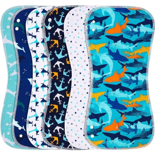 2-in-1 Burp Cloths and Baby Bibs - 6 Pack Large Super Absorbent Soft Cotton Burping Cloths for Spit Up, 3 Layers Thick Baby Burp Rags for Girls & Boys