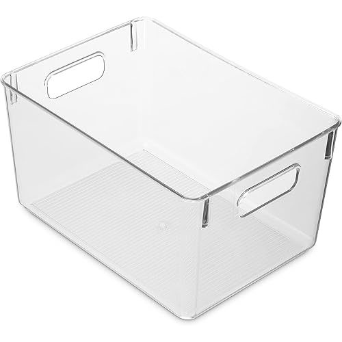 Pack Of 4 Plastic Kitchen Organization Pantry Storage Bins - Fridge Organizer Household Food Baskets for Countertops, Cabinets, Refrigerator, Freezer, Bedrooms, Bathrooms