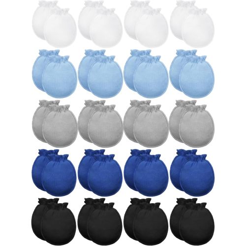 20 Pairs Newborn Baby Boys Girls Mittens 0-6 Months Infant Toddler Mittens No Scratch Solid Color Gloves
