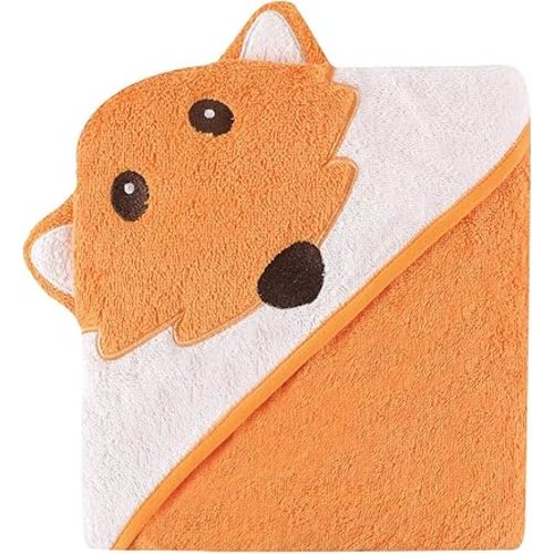 Luvable Friends Unisex Baby Cotton Animal Face Hooded Towel, Fox, One Size