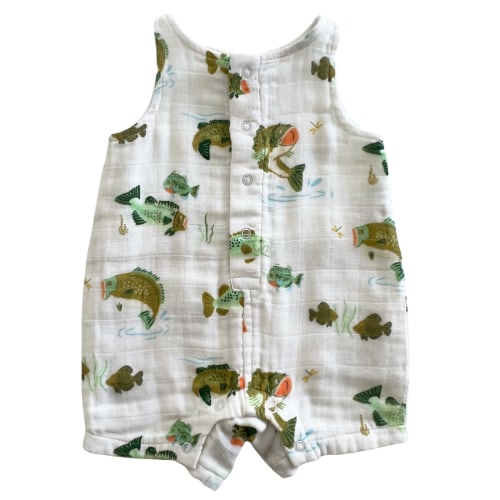 Muslin Shortie Romper, Bass Fishing