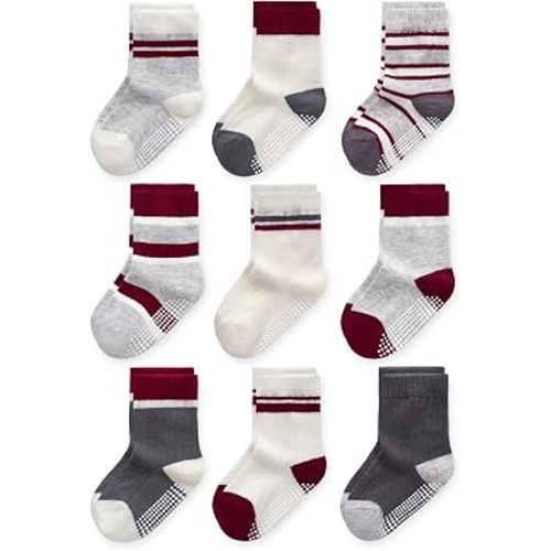 Baby Toddler Essentials Non-Slip Crew Socks for Unisex Boys Girls