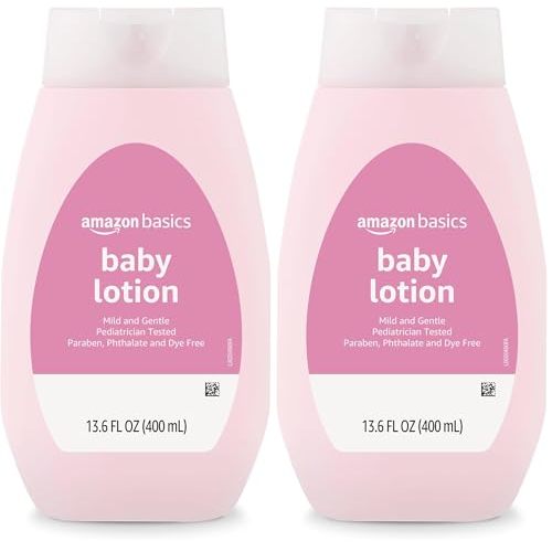 Amazon Basics Baby Lotion, Mild & Gentle, Lightly scented, 13.6 Fl Oz (Pack of 2) (Previously Solimo)