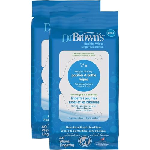 Dr. Brown's Pacifier and Bottle Wipes, 40 Count (Pack of 2)