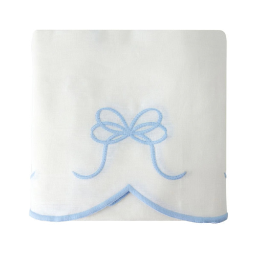 Bow Scalloped Crib Skirt in Soft Blue | Caitlin Wilson