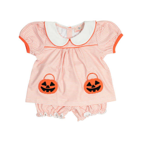 Jackolantern Pockets Striped Knit Bloomer Set