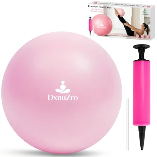 9 Inch Pink Pilates Ball, Exercise Stability Yoga Ball Small Exercise Ball with Air Pump for Core Workout, Balance Training, Home Gym, Office, Physical Therapy Anti-Burst PVC