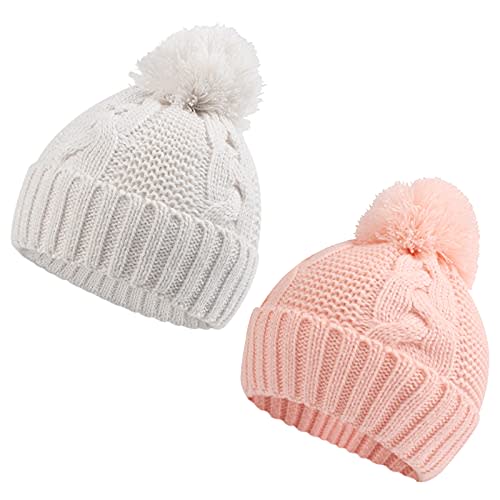 Zsedrut Baby Winter Beanie for Girls Boys Infant Toddler Warm Knit Twist Hat with Pompom