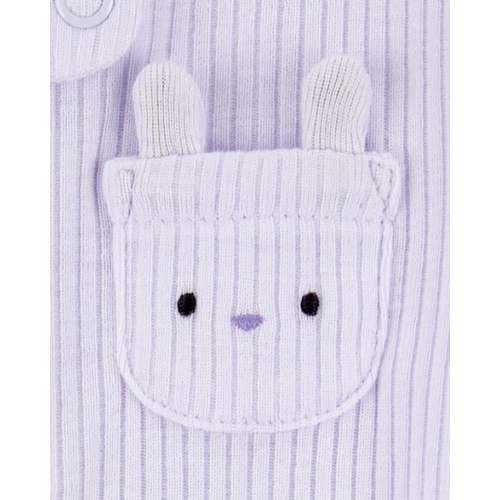 Baby Girl Bunny 2-Way Zip Ribbed Sleep & Play Pajamas - Purple | Carter's