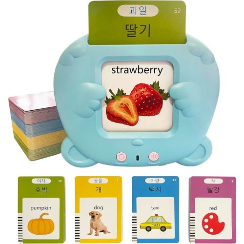 Korean-English Talking Flash Cards for Kids 112 PCS, Learn Korean Alphabet, Words and Pronunciation, Korean Language Learning Toys for Beginners