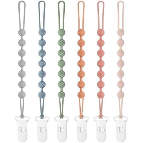 6 Pack Baby Pacifier Clip with One Piece Design, BPA Free