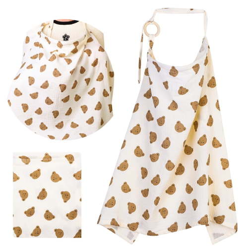 KABOER Nursing Covers for Breastfeeding, 39.4" x 27.6" Large  Privacy Breast Feeding Cover with Arch Neckline for Mom and Baby, Breathable Pure Cotton Nursing Apron Multi-Use Stroller Cover