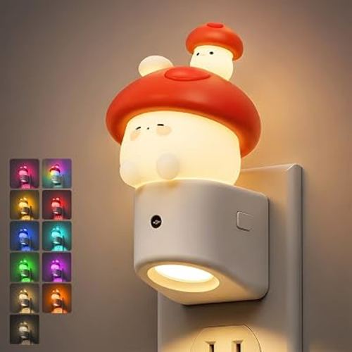L LOHAS LED Night Light for Kids,Mushroom Night Light,Color Changing | LED Night Light with Dusk to Dawn Sensor, Christmas, Birthday Gift Nightlight for Girls & Kids, Room Decor 1Pack