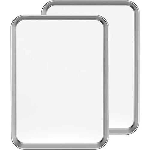 Baking Sheet Set of 2, Bastwe 18 inch Commercial Grade Stainless Steel Baking Pan, Professional Bakeware Oven Tray, Healthy & Non-toxic, Rust Free & Mirror Finish, Easy Clean & Dishwasher Safe