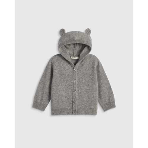 Washable Cashmere Hooded Cardigan in Heather Grey