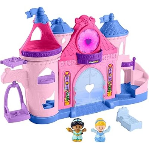 Fisher-Price Little People Toddler Playset Disney Princess Magical Lights & Dancing Castle Musical Toy with 2 Figures for Ages 18+ Months