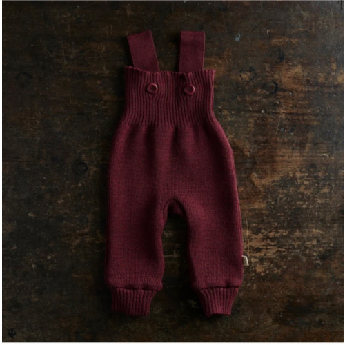 Baby Merino Wool Dungarees - Cassis