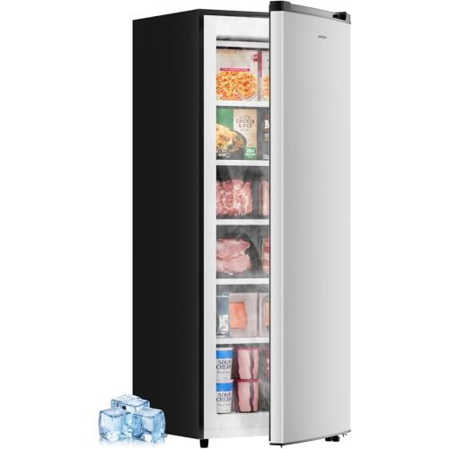 BANGSON 6.5 Cu.ft Upright Freezer for Apartment, Silver
