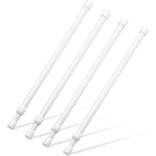 Tension Rod 16 to 28 Inch, Goowin Small Tension Rod, 5/8" Diameter No Drilling Expandable Short Tension Rods Spring Rods, Tension Rods for Closet, Cupboard, Hanging Clothes, 4 Pack, White