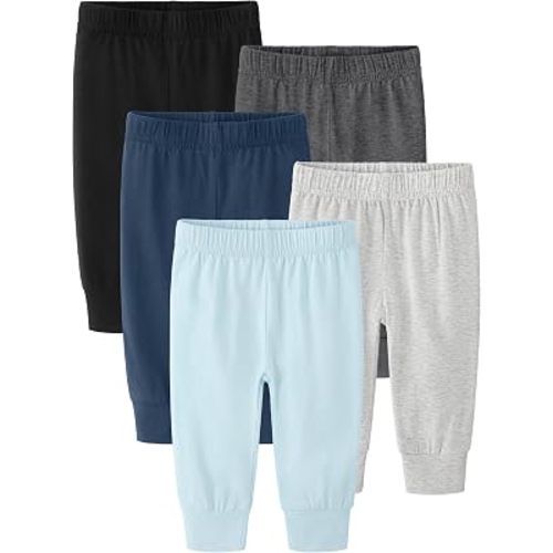 5-Pack Baby Boy Pants 0-24M, Cotton Baby Leggings for Infant & Newborn