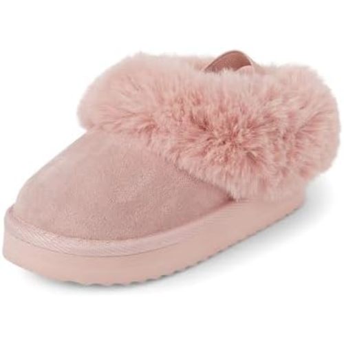 The Children's Place Baby Girls' Indoor/Outdoor Comfy Slip-On Platform Shoe with Backstrap, Faux Fur Lined
