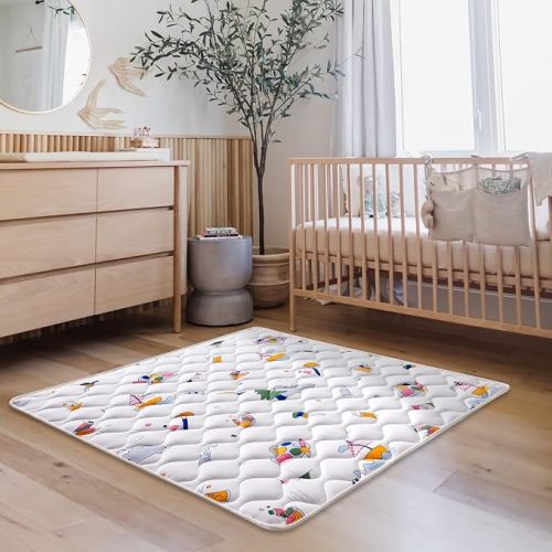 Baby Play Mat, 50x50 Inches Thicken One-Piece Comfortable and Soft, Non-Slip Machine Washable Playmat for Infants