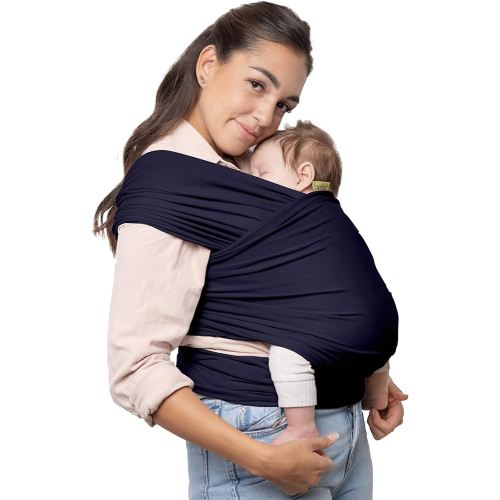 Boba Baby Wrap Carrier – Original Baby Sling Carrier for Newborns (7–35 lbs), Soft, Secure, Hands-Free & Ergonomic, Ideal for Comfortable Bonding, New Parents (Navy Blue)
