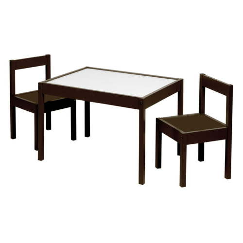 Your Zone Kiddie Indoor 3-Piece Table and Chair Set for Toddlers, Ages 1-5 Years, in Espresso