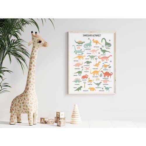 Dinosaur Alphabet Print | Kids  Wall Decor  | Playroom|  Educational art |  | Classroom  | High Quality prints | Birthday gift | toddler