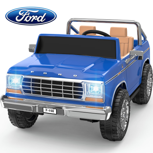 TOKTOO 24V Ride on Dump Truck, Licensed 1973 Ford F-150 Ride on Electric Car for Big Kid, 2 Seater Ride on Toy with Dump Bed, Remote Control, Gift for Boys Girls, Dark Blue