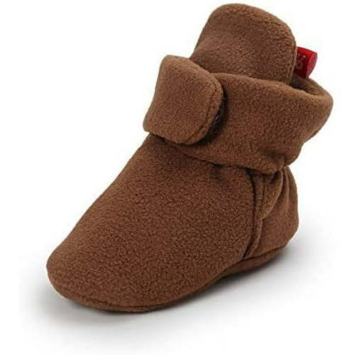 Unisex Newborn Baby Cotton Booties Non-Slip Sole for Toddler Boys Girls Infant Winter Warm Fleece Cozy Socks Shoes