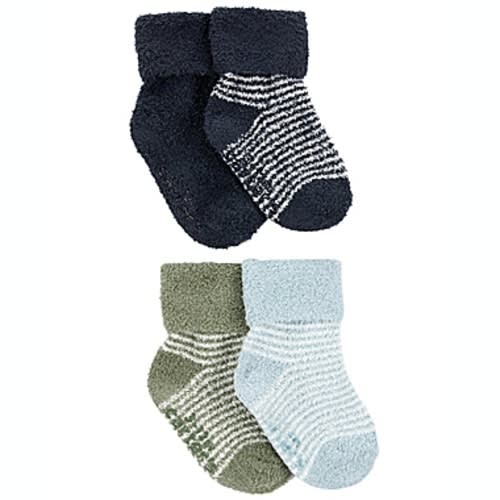carter's® Newborn 2-Pack Foldover Cuff Chenille Booties in Navy