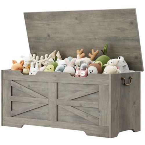 Storage Chest, 30 in /39.4 in/24.8 in/ Toy Chest with Lids, Wood Rattan Toy Box for Boys Girls with Safety Hinge