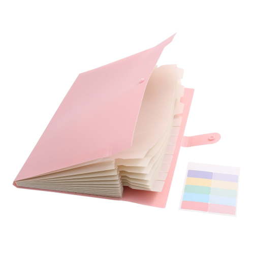 QIDESHIP 12 Pocket Expanding File Folder, Accordion File Organizer with Removable Labels and Handle, Waterproof Plastic Document Holder for A4 Letter Size Paper, for Home Office School Supplies, Pink
