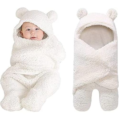XMWEALTHY Cute Newborn Baby Boys Girls Blankets Plush Swaddle Blankets White