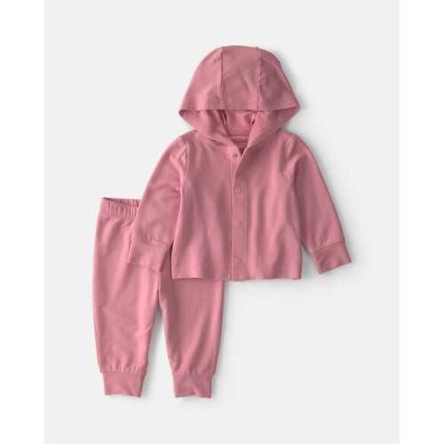 Baby Girl 2-Piece PurelySoft™ Hoodie Layering Set - Pink | Carter's