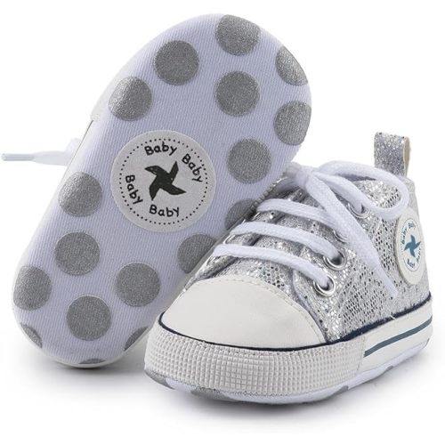 Baby Girls Boys Shoes Soft 0-6 months Anti-Slip Sole Newborn First Walkers High Top Canvas Denim Unisex Infant Sneaker
