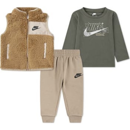 Nike Future Utility Faux Shearling Vest, Logo T-Shirt & Fleece Joggers Set | Nordstromrack