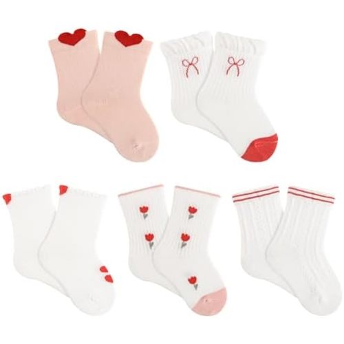 Baby & Toddler Soft & Comfortable Mid-Calf Socks, 5-Pack, Unisex, Perfect for Ages 0-8 Years