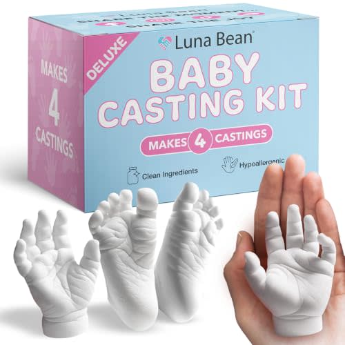 Luna Bean Baby Casting Kit - Hand & Foot Keepsake Mold, 4pc, New Mom Gift | The original baby casting kit - captures newborn hand & foot forever. Non-toxic. Makes 2 sets: one to keep, one to gift