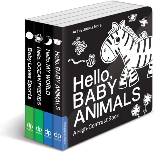 High Contrast Baby Book Set: 4 Board Books for Newborns