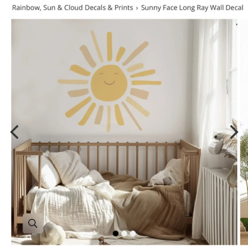 Smiling Sun Wall Decal – Long Rays Sunshine Sticker for Kids Rooms – Cool Kids Sticker Co.