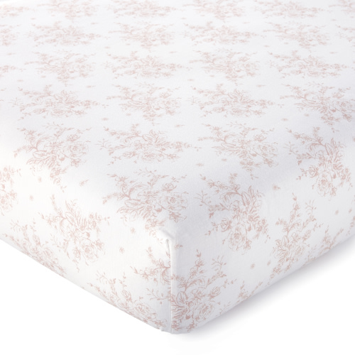 Levtex Baby - Heritage Crib Fitted Sheet - Fits Standard Crib and Toddler Mattress - Floral - Blush and White - Nursery Accessories - 100% Cotton