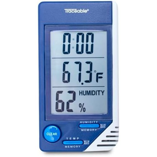 TRACEABLE - AO-90080-06 Traceable Thermometer with Clock, Humidity Monitor, and Calibration
