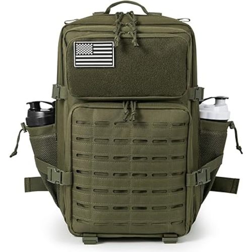 QT&QY 25L/45L Military Tactical Backpack For Men Molle Daypack 3 Day Bug Out Bag Hiking Rucksack With Bottle Holder