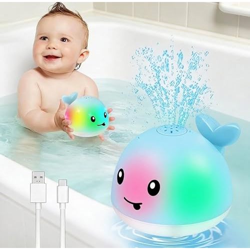 Gigilli Baby Bath Toys, Light Up Whale Sprinkler Bath Toys for Kids Ages 1-3, Toddler Pool Water Table Toy Bathtub Fountain Toy for Toddler 6-12-18 Months, Birthday 1 Year Old Boys Girls Gifts